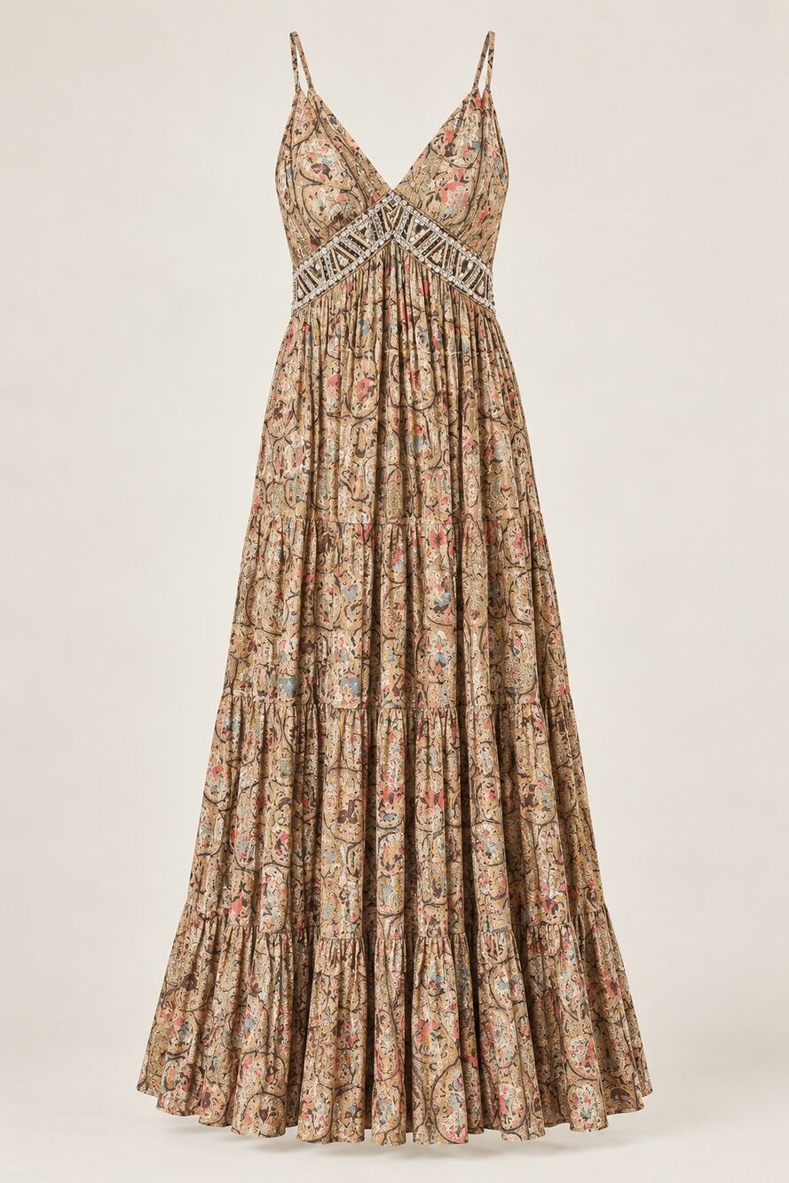 NWT Verb Pallavi Singhee Donya Anthropologie Gold Metallic Lurex Maxi Dress XL